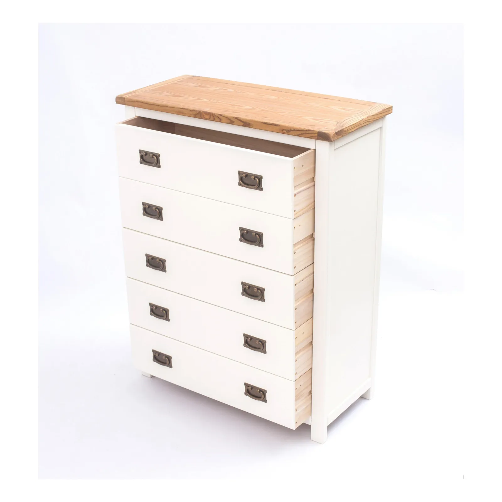 Cabinet Bits Lovere 5 Drawer Chest of Drawers Bras Drop Handle in Off-White 5