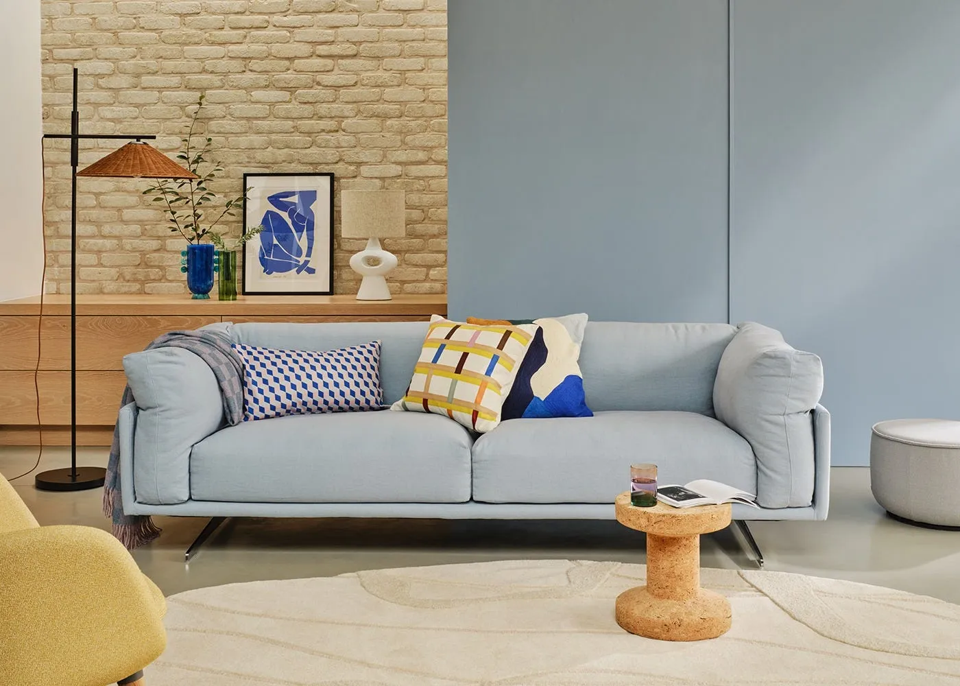 Heal's Novara Loveseat Smart Velvet Petrol Stainless Steel Feet 2