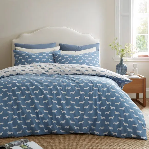 Emily Bond Brushed Peggy Daschund 100% Cotton Duvet Cover & Pillowcase Set 2