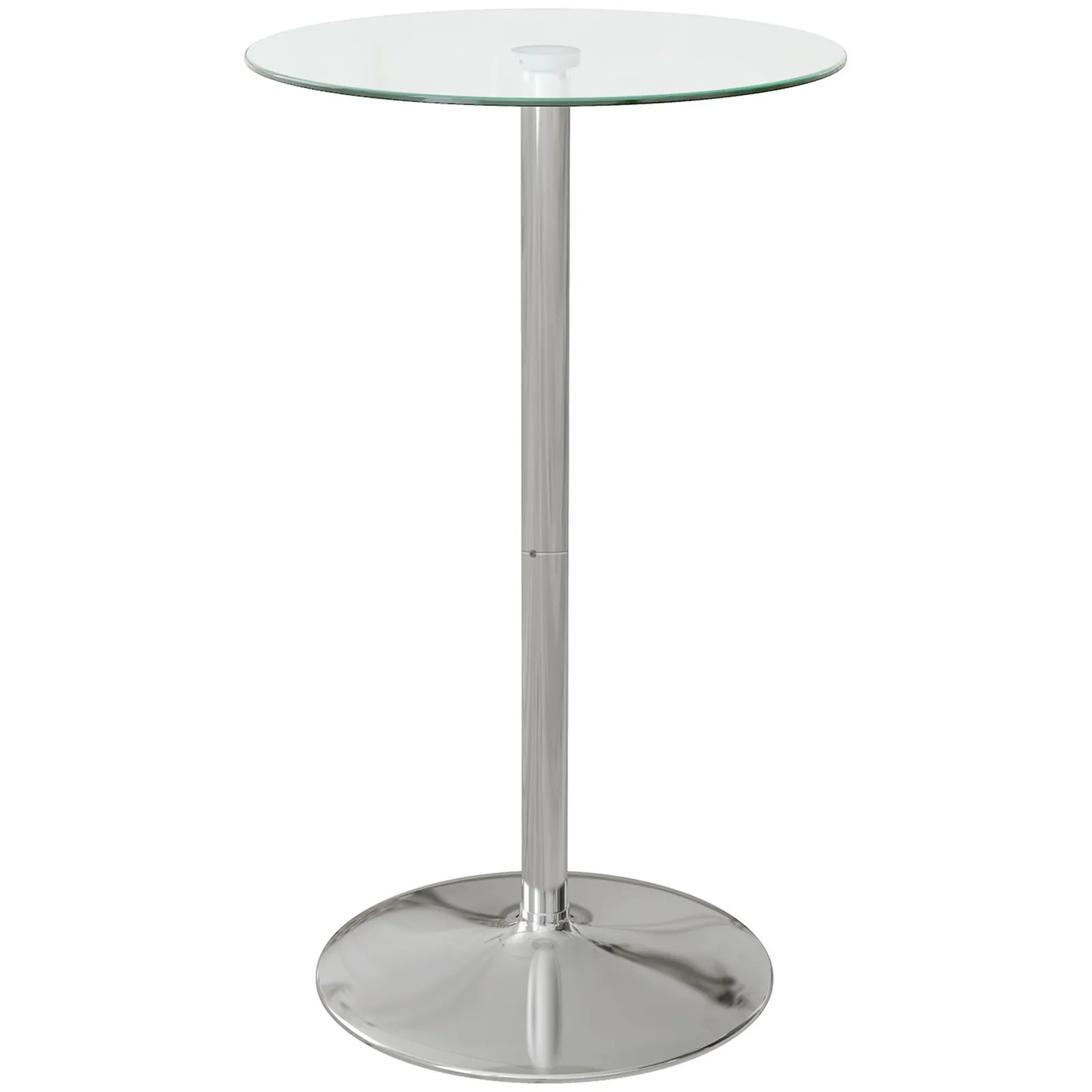 HOMCOM Round Bar Table with Glass Top & Steel Base for Home Bar in Clear 2