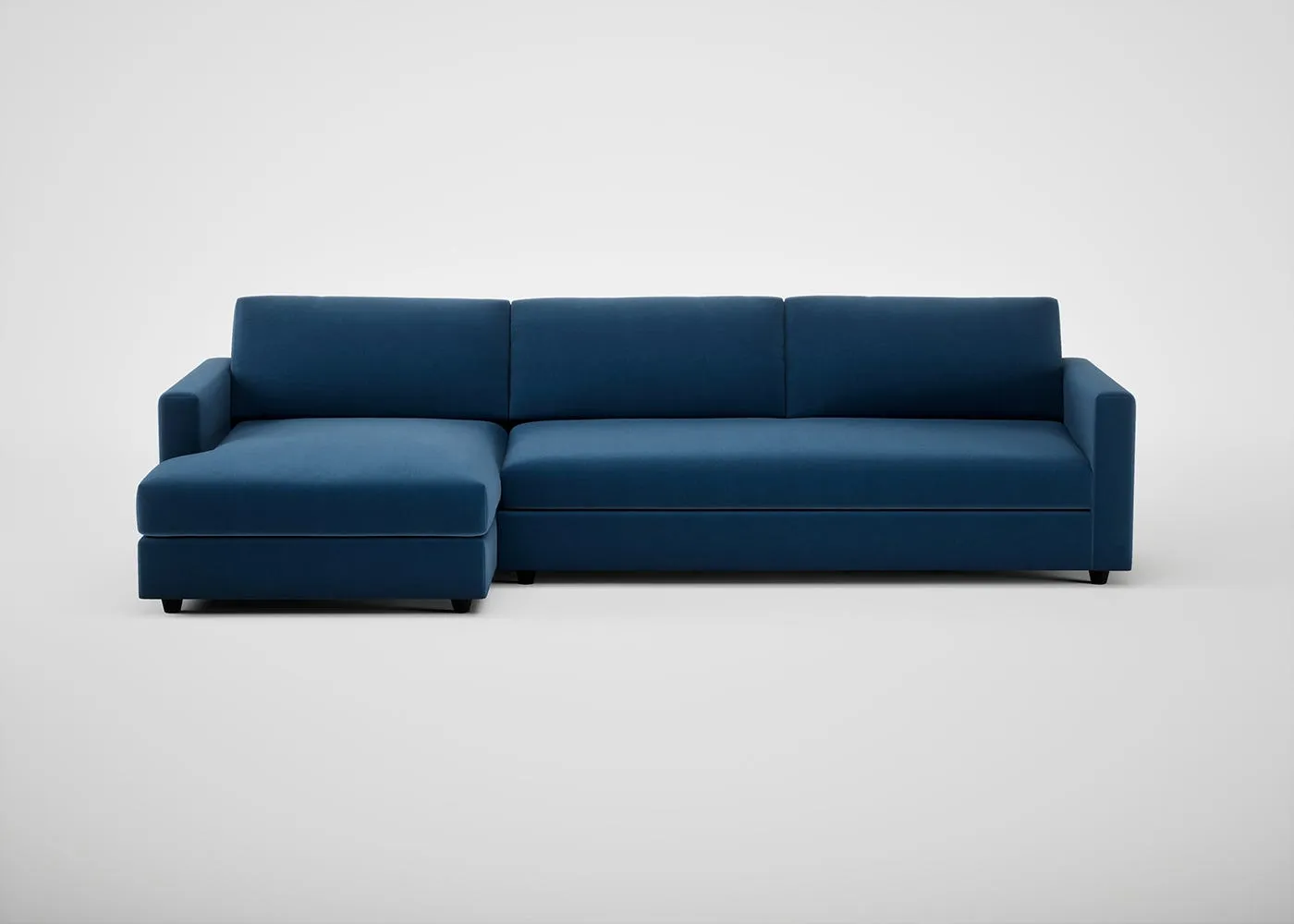 Heal's Nimbus 4 Seater Left Hand Corner Chaise Velvet Petrol Black Feet 1