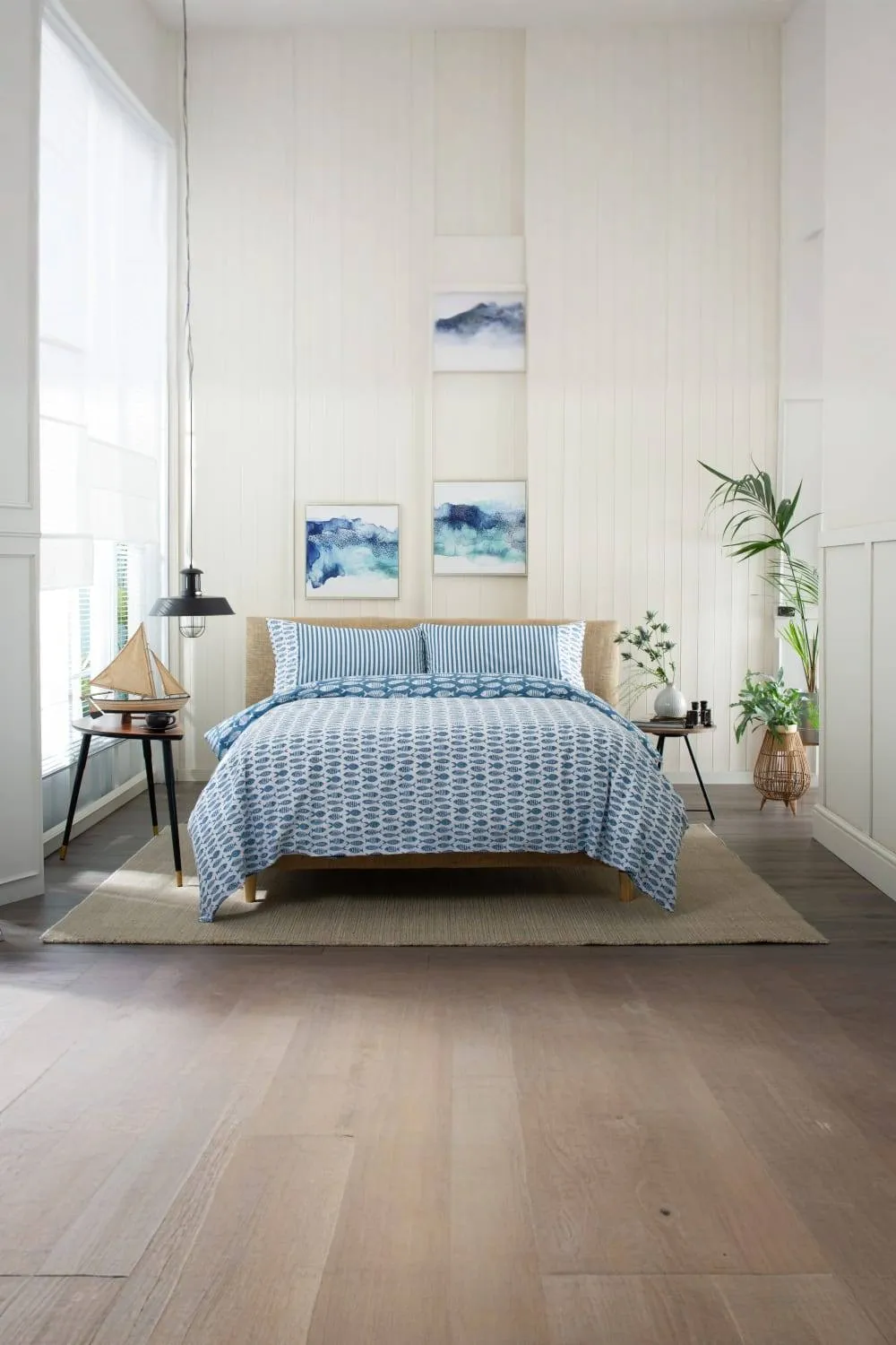 Lobster Creek Small Fish 100% Cotton Duvet Cover Set in Blue