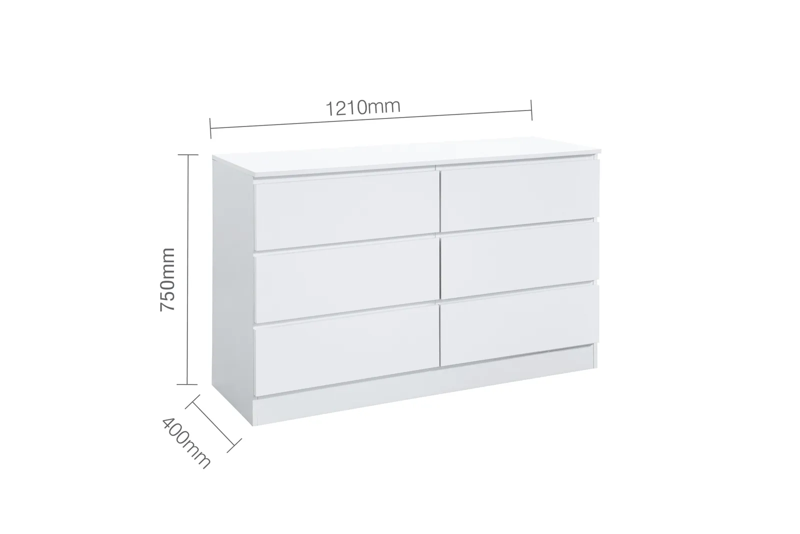 Birlea Oslo 6 Drawer Chest Grey in White 6