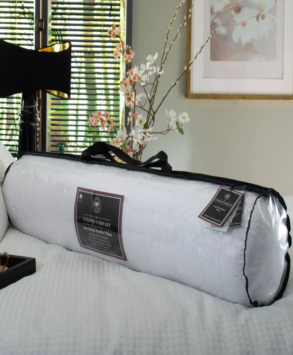 The Lyndon Company Long Body Bolster Pillow 100% Cotton Jacquard Casing with Siliconised Polyester Filling in White 2