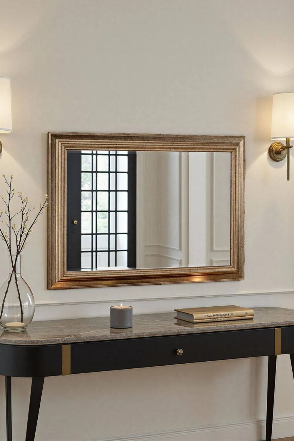 Yearn Mirrors Classic Champagne Framed Bevelled Wall Mirror in Gold