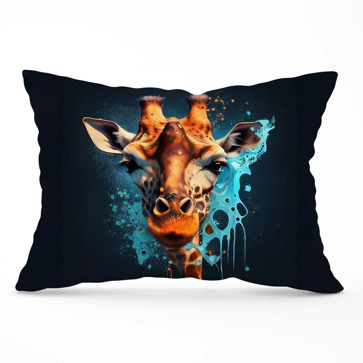 Warren Reed - Designer Blue Giraffe Face Splashart Cushions in Grey