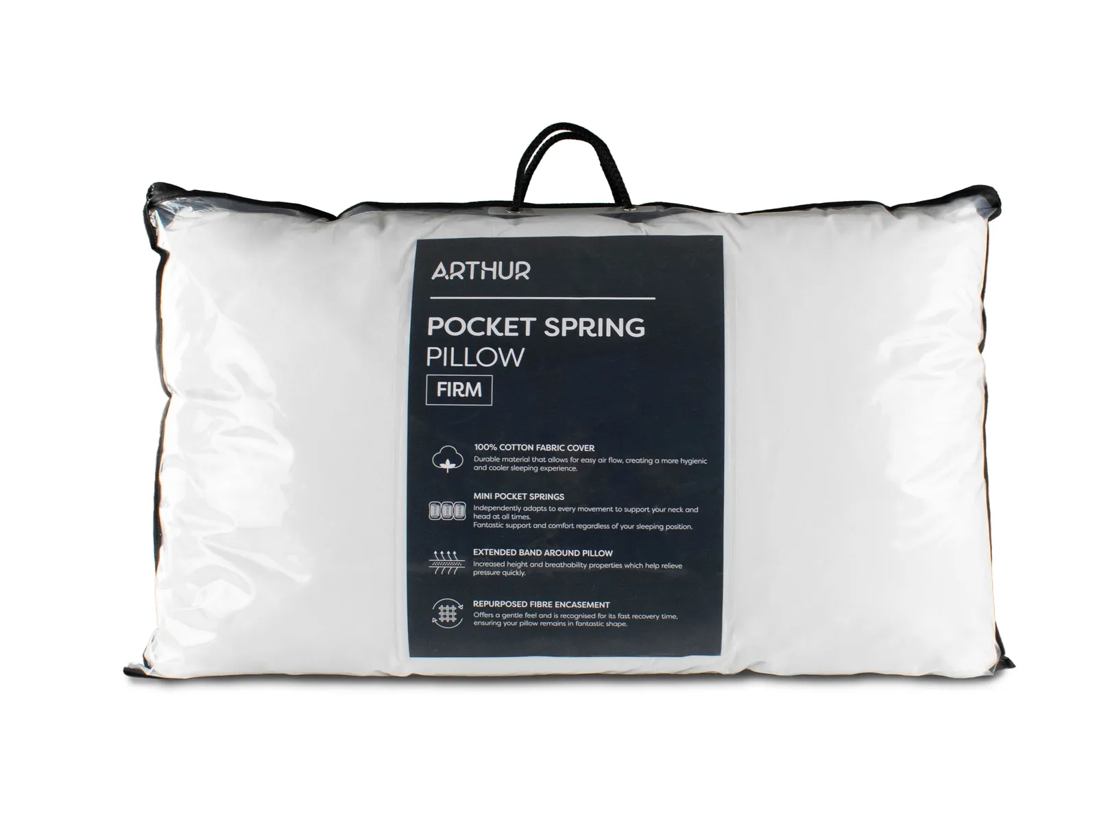 Arthur Sleep Pocket Spring Firm Cotton Pillow in White
