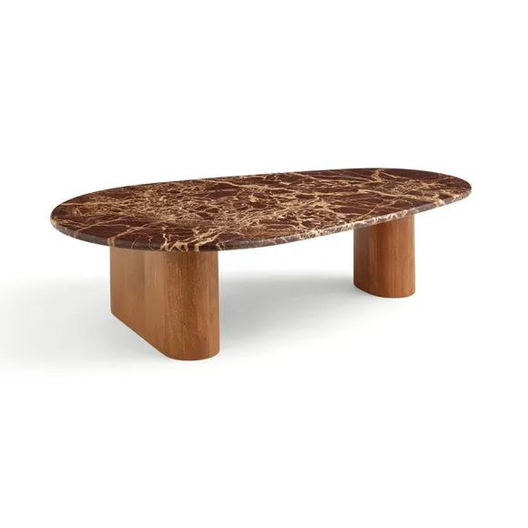 Pondus Coffee Table, Real Cherry Marble and Mango Wood 6