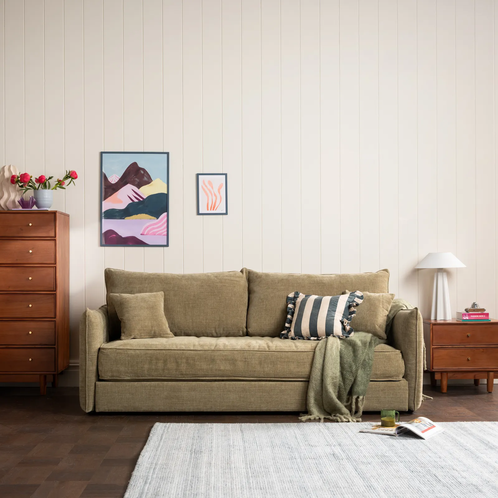 Epsom Sofa Bed Bed With 2 Throw Pillows Fabric | Barker & Stonehouse 2