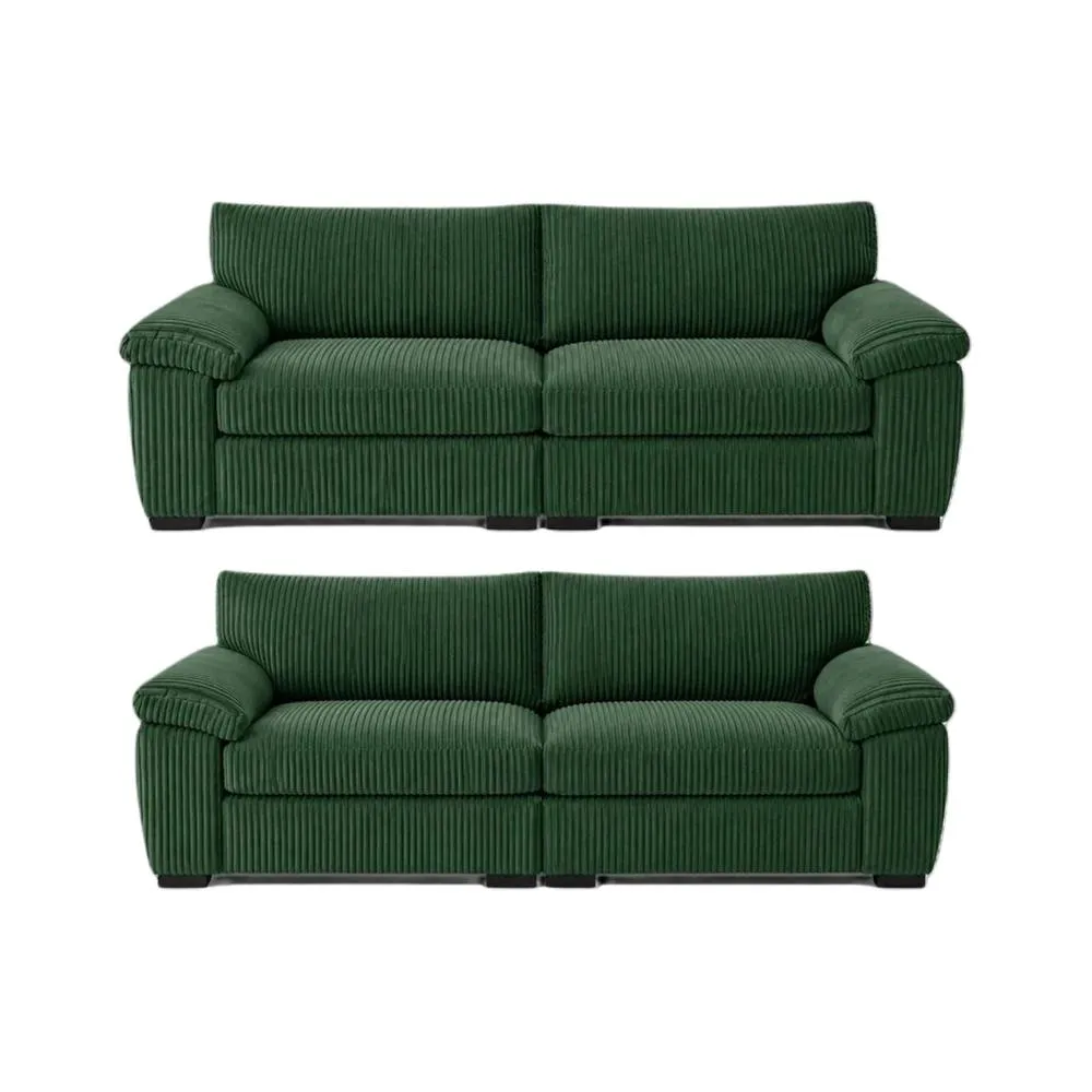 Bliss Furniture Amalfi 3+2 Seater Split Sofa Soft Fabric in Green