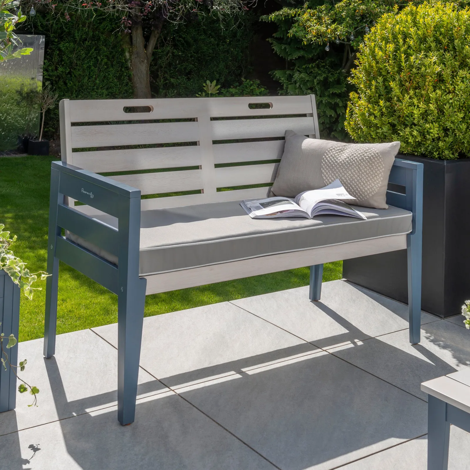 Galaxy 2 Seater Cushioned Bench Grey