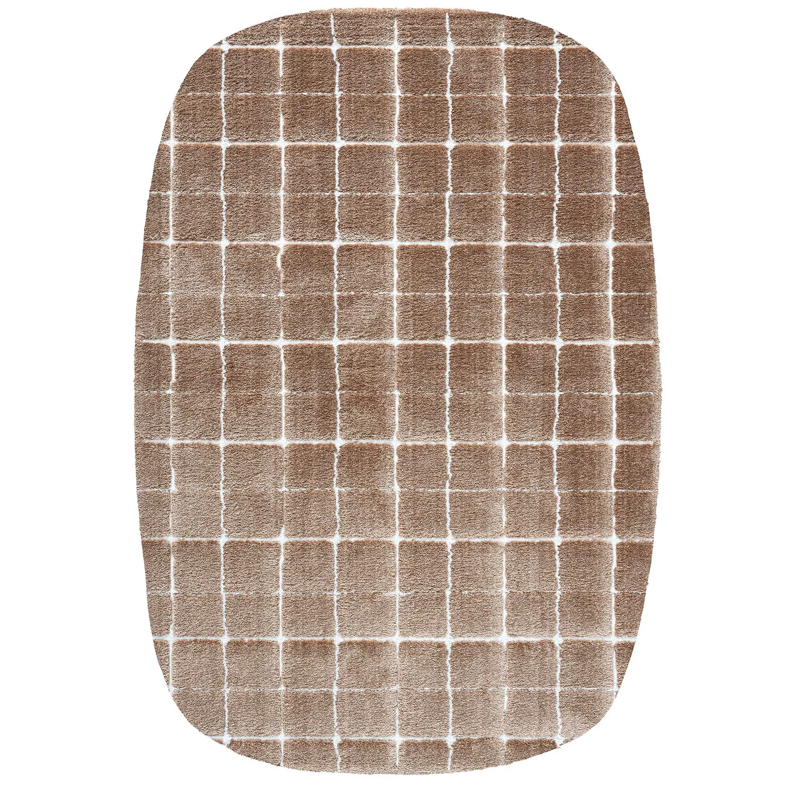 Fania 160X230Cm Round Rectangle Rug, Square, Brown Polyester | Barker & Stonehouse