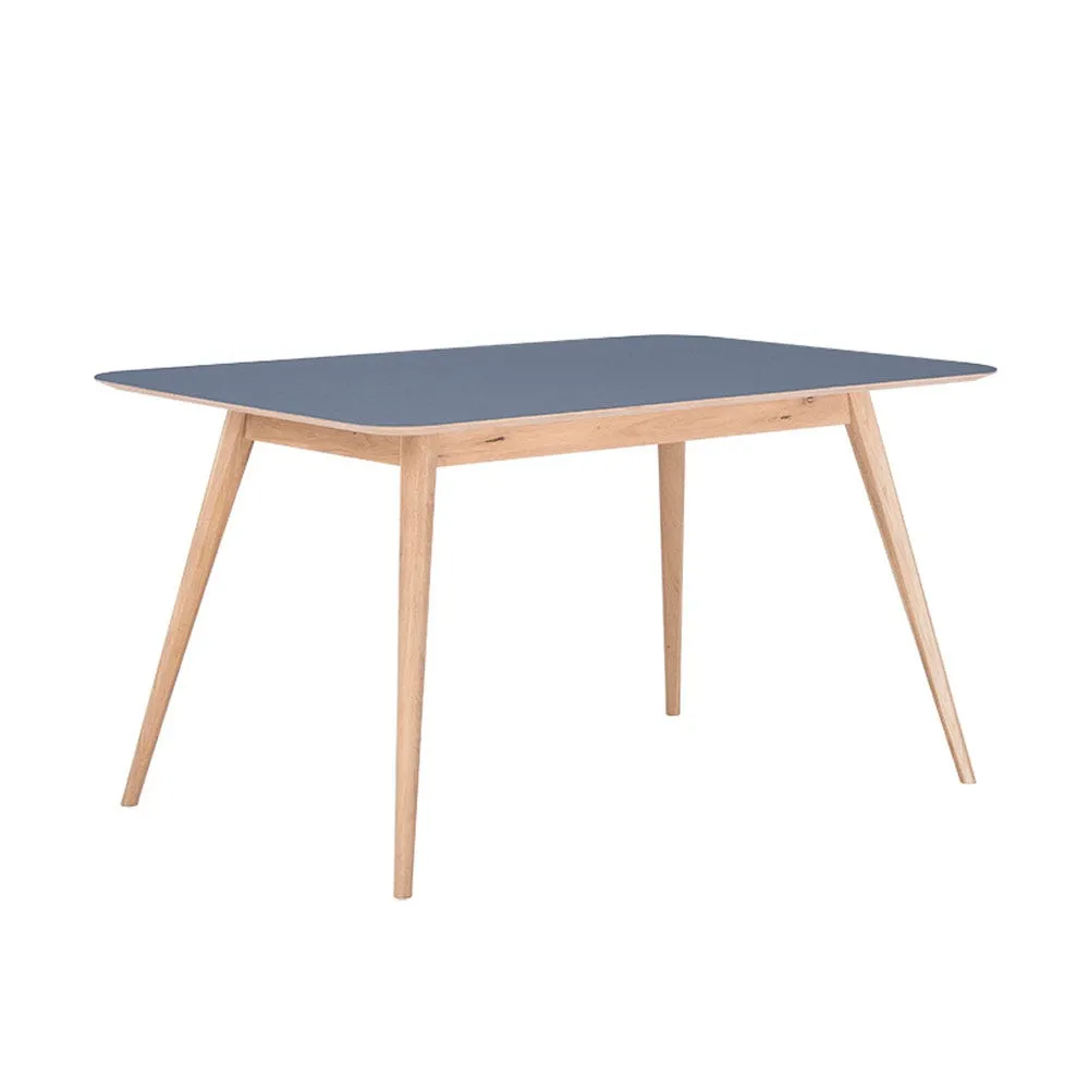 Gazzda Stafa Dining Table Smokey Blue Linoleum 140x90x75cm 2