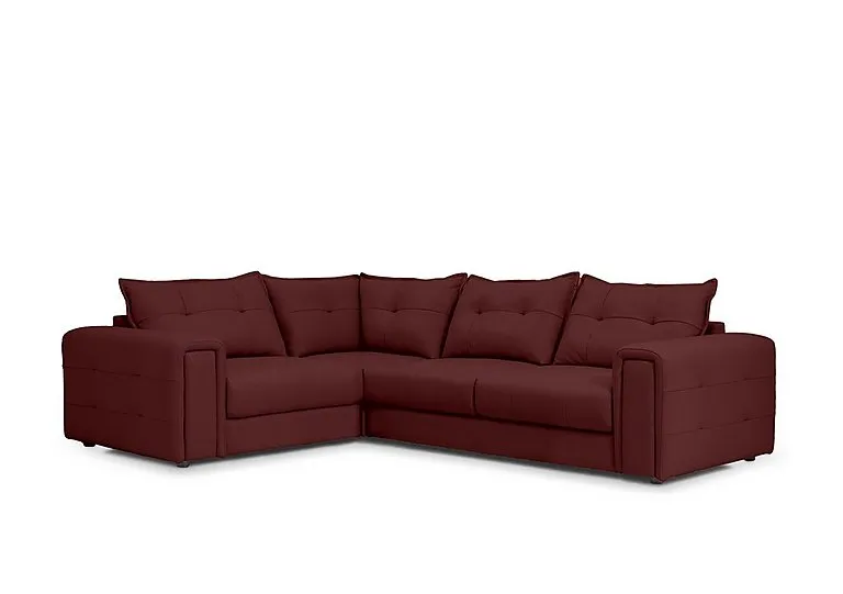 Goliath Leather Left Hand Facing Corner Sofa - Ruby