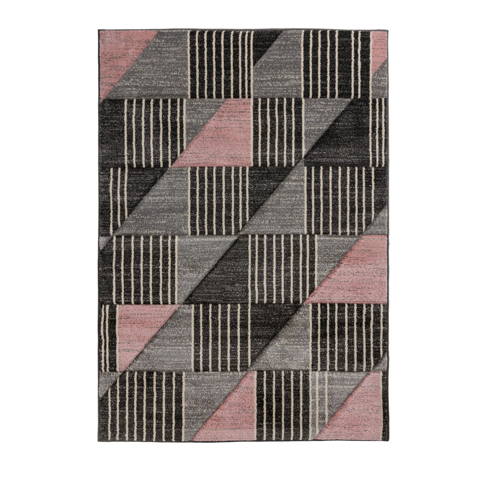 Velocity Geometric Rug Pink, Grey and Black