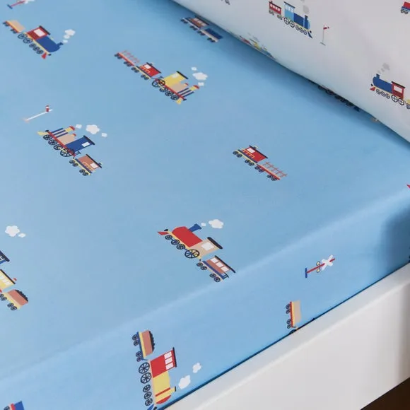 Set of 2 Little Trains Fitted Sheets