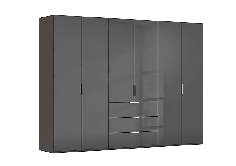 Formes 6 Door Bifold Combi Glass Wardrobe - Graphite/Basalt Front
