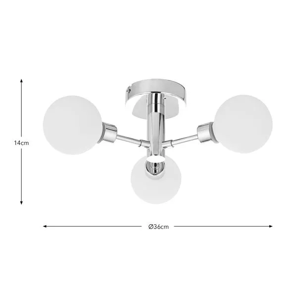 Sfera Mid Century 3 Light Bathroom Ceiling Light 6