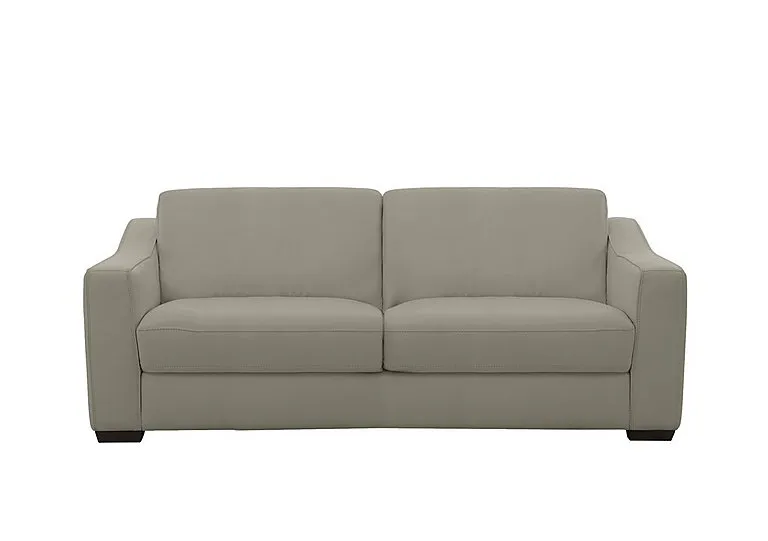 Optimus 3 Seater Leather Sofa - Silver Grey