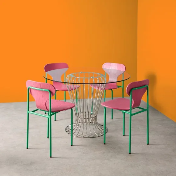 Yinka Ilori Silhouette Pink and Green Two Tone Dining Chair 2