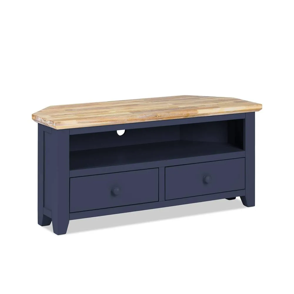 Statement Furniture Florence Corner TV Unit With 2 Drawers & Shelf in Navy 2