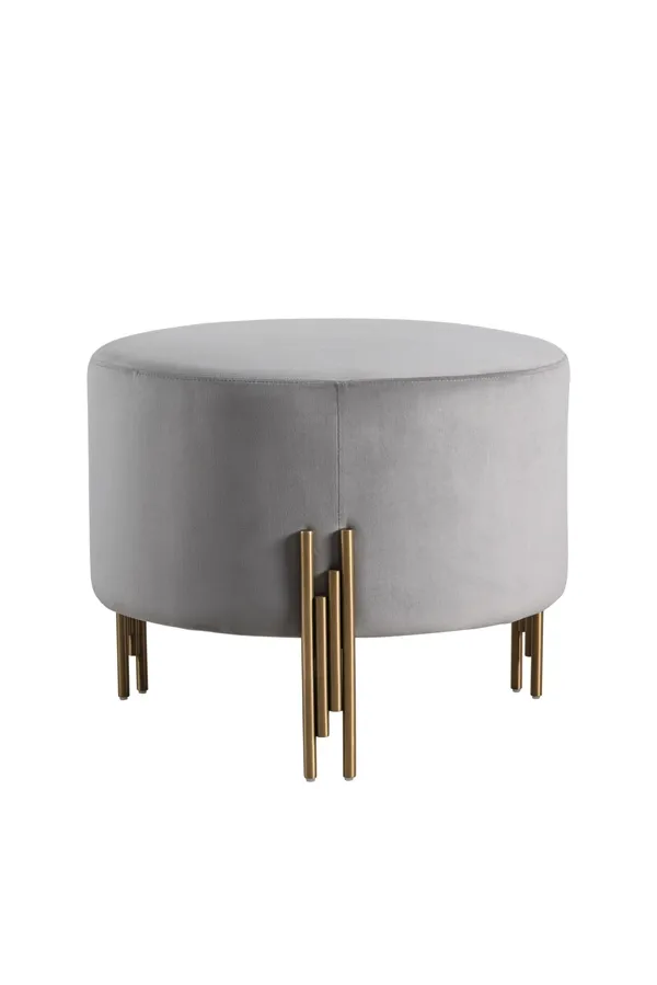 Rubell Large Stool Dove Grey Brass base