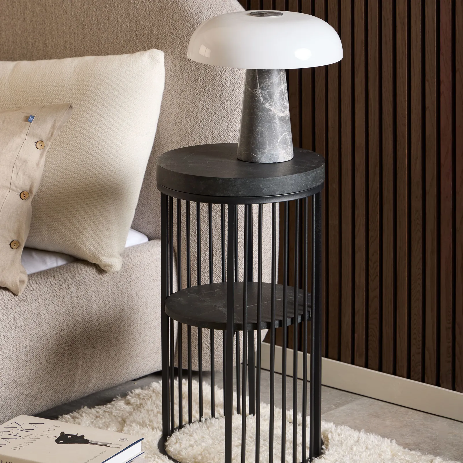 Furniture To Go Strington Round Bedside Table 1 Shelf in Matt Black 3