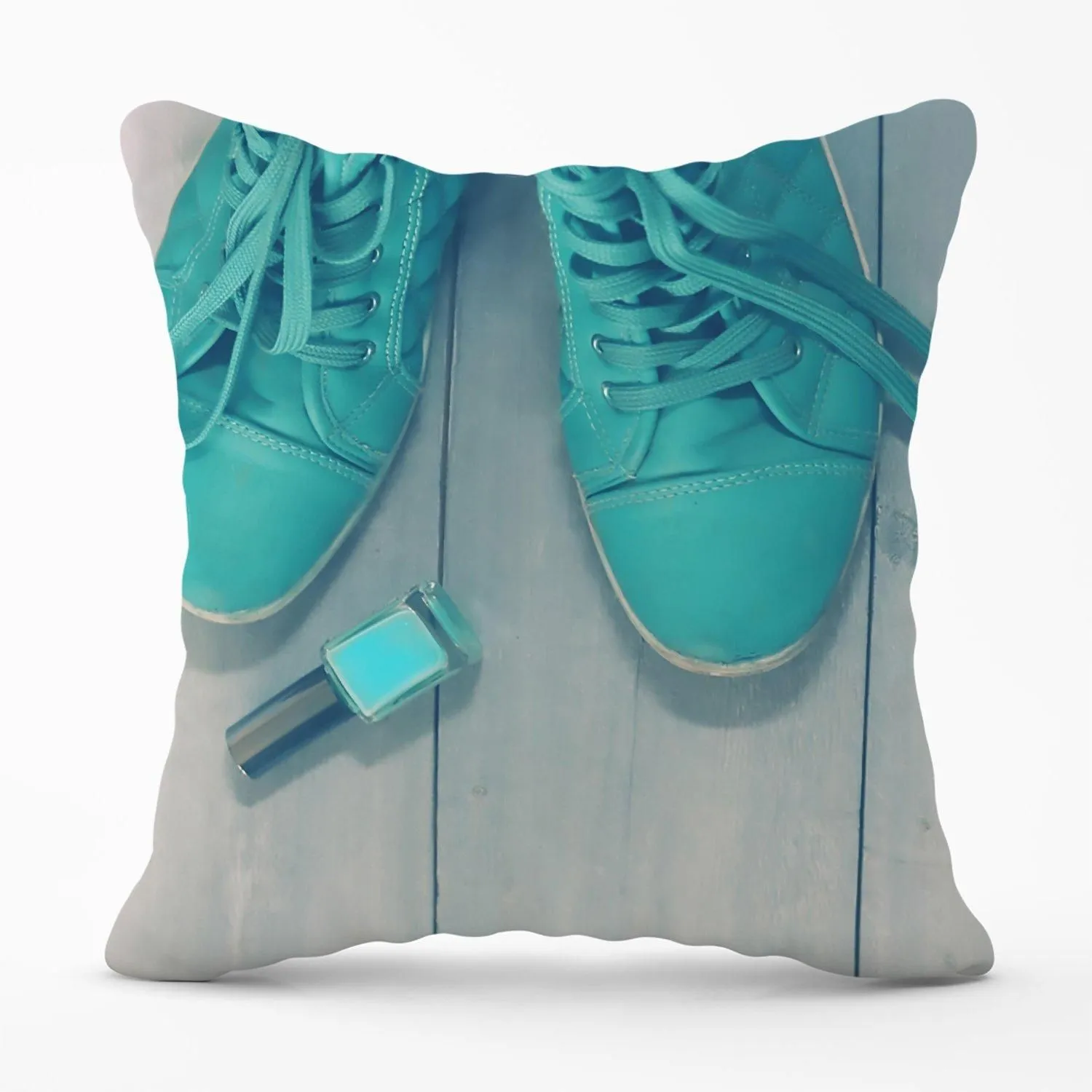 Warren Reed - Designer Lipstick Shoes Outdoor Cushion in Blue