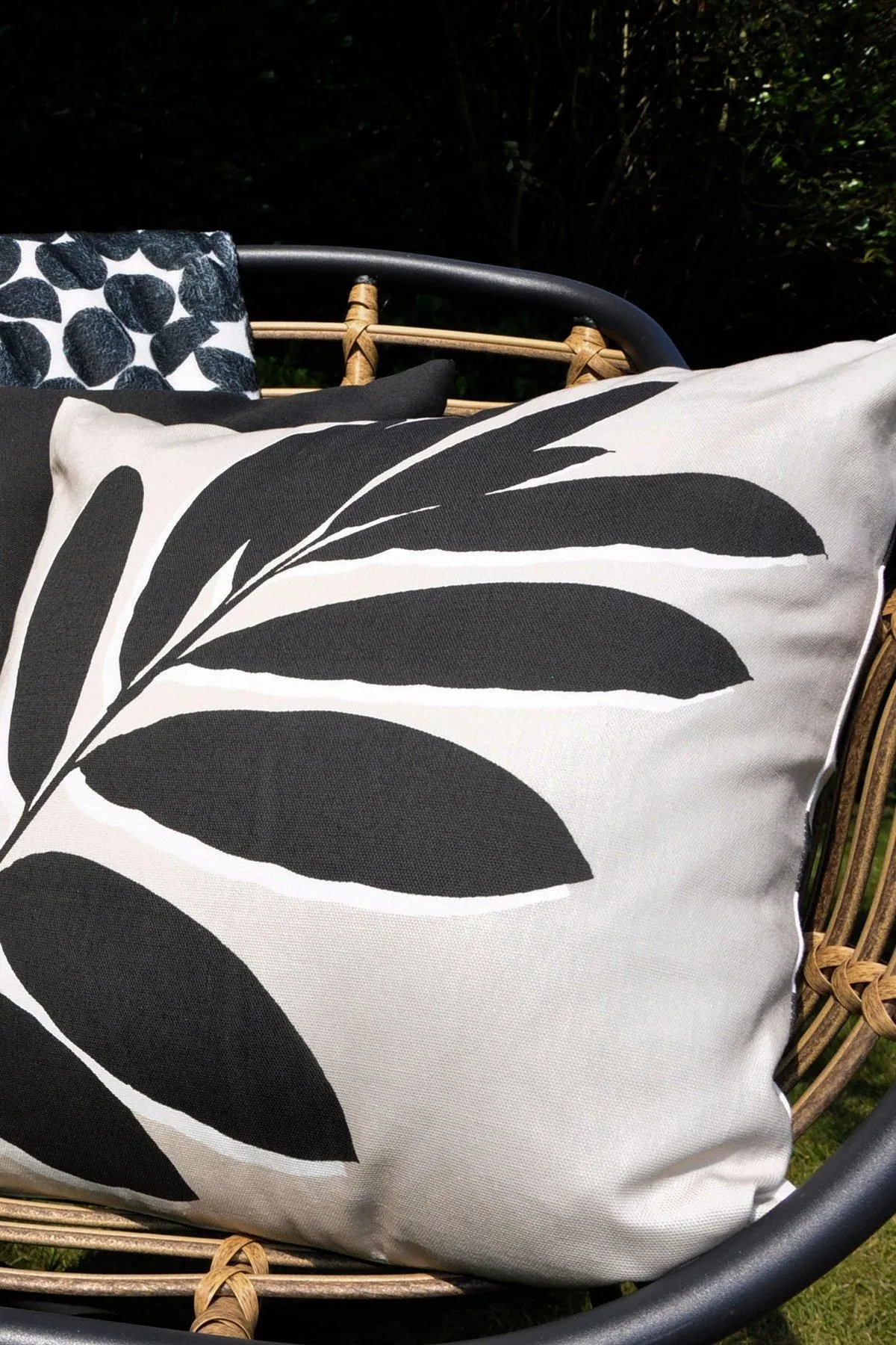 Fusion 'Leaf Print' Water & UV Resistant Filled Cushion in Natural 2