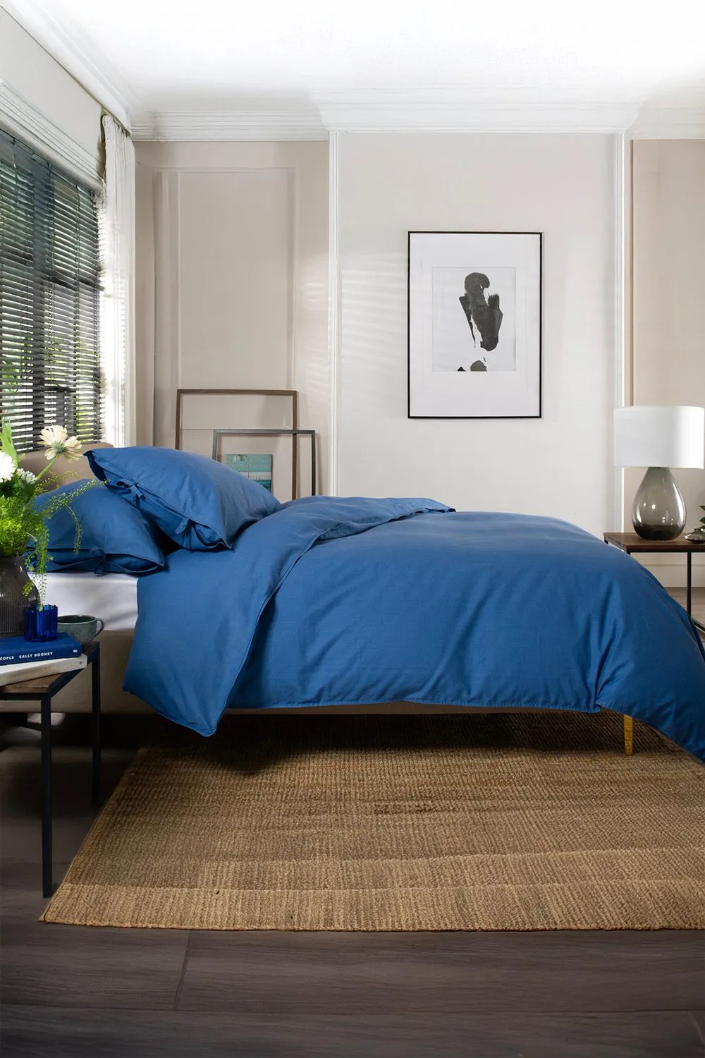 The Lyndon Company Soft & Textured 100% Washed Cotton Duvet Cover Set, Soft & Breathable Bedding in Blue 2