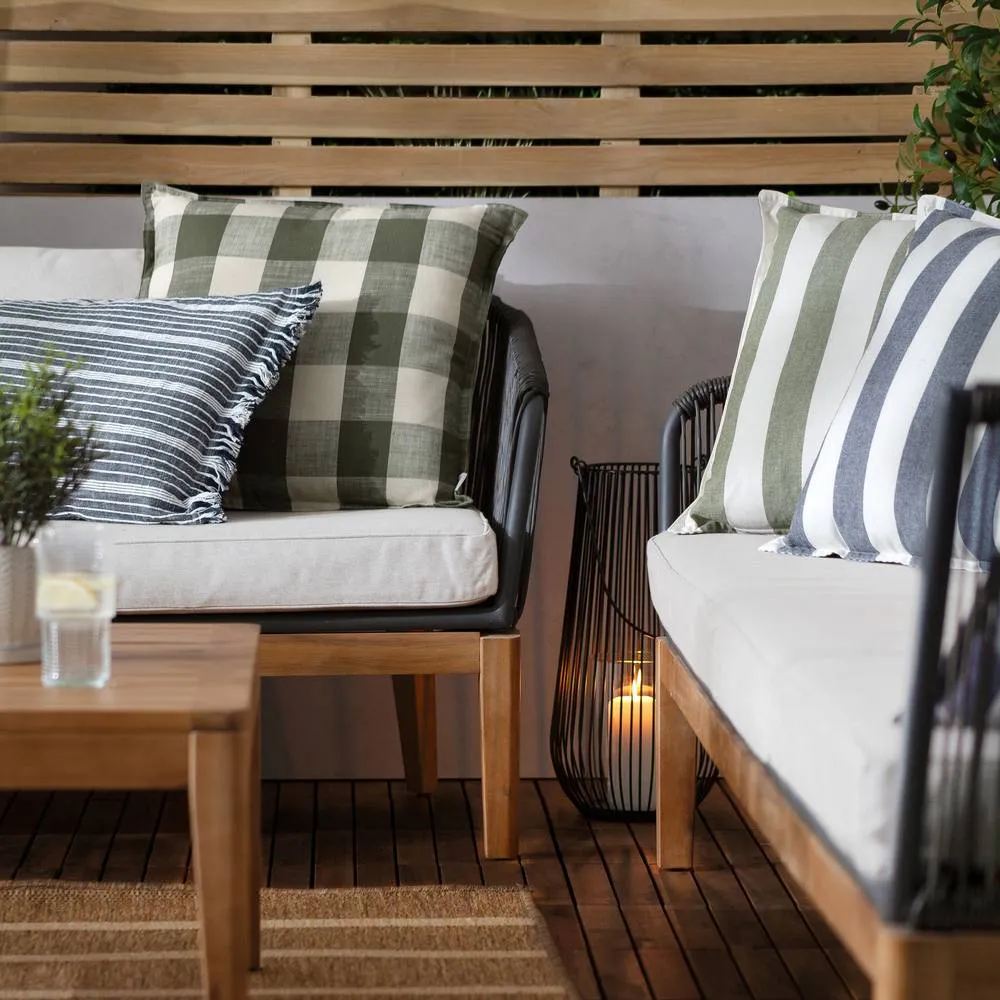 Yard Hayle 100% Cotton Striped Outdoor Cushion in Navy 6
