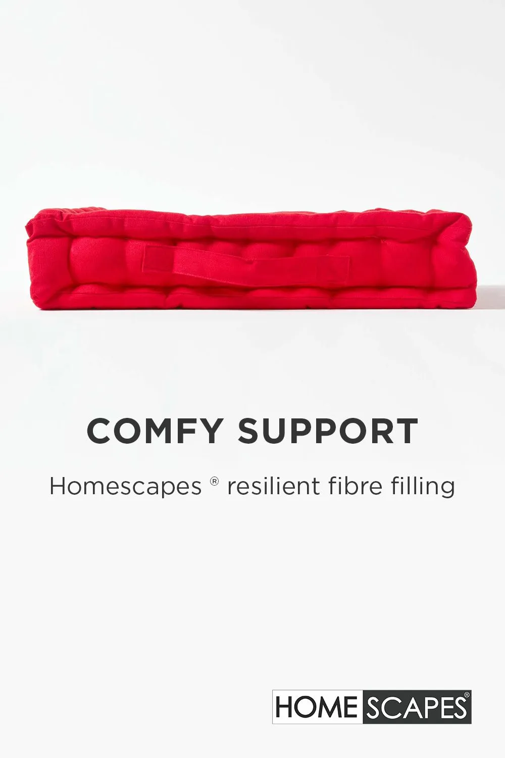 Homescapes Plain Cotton Floor Cushion in Red 4