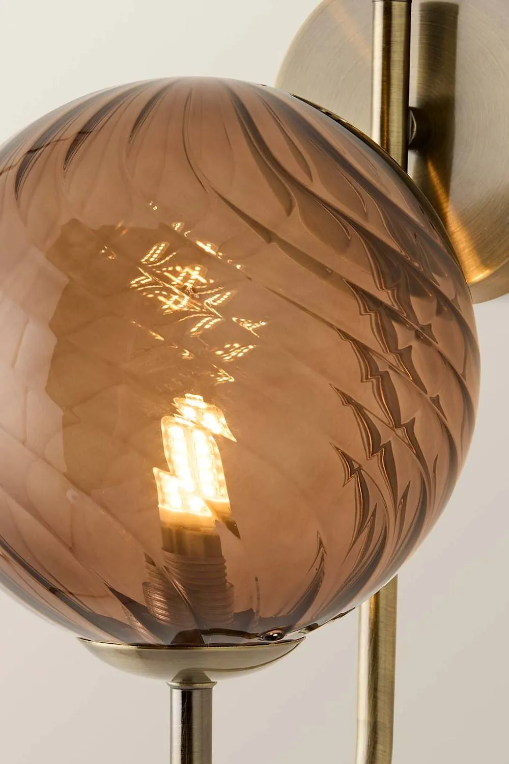 ValueLights Sydney Single Glass Swirl Shade Metal Wall Light Fitting & Bulb in Bronze 4