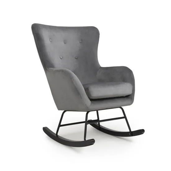 Alpine Brushed Velvet Rocking Chair In Grey