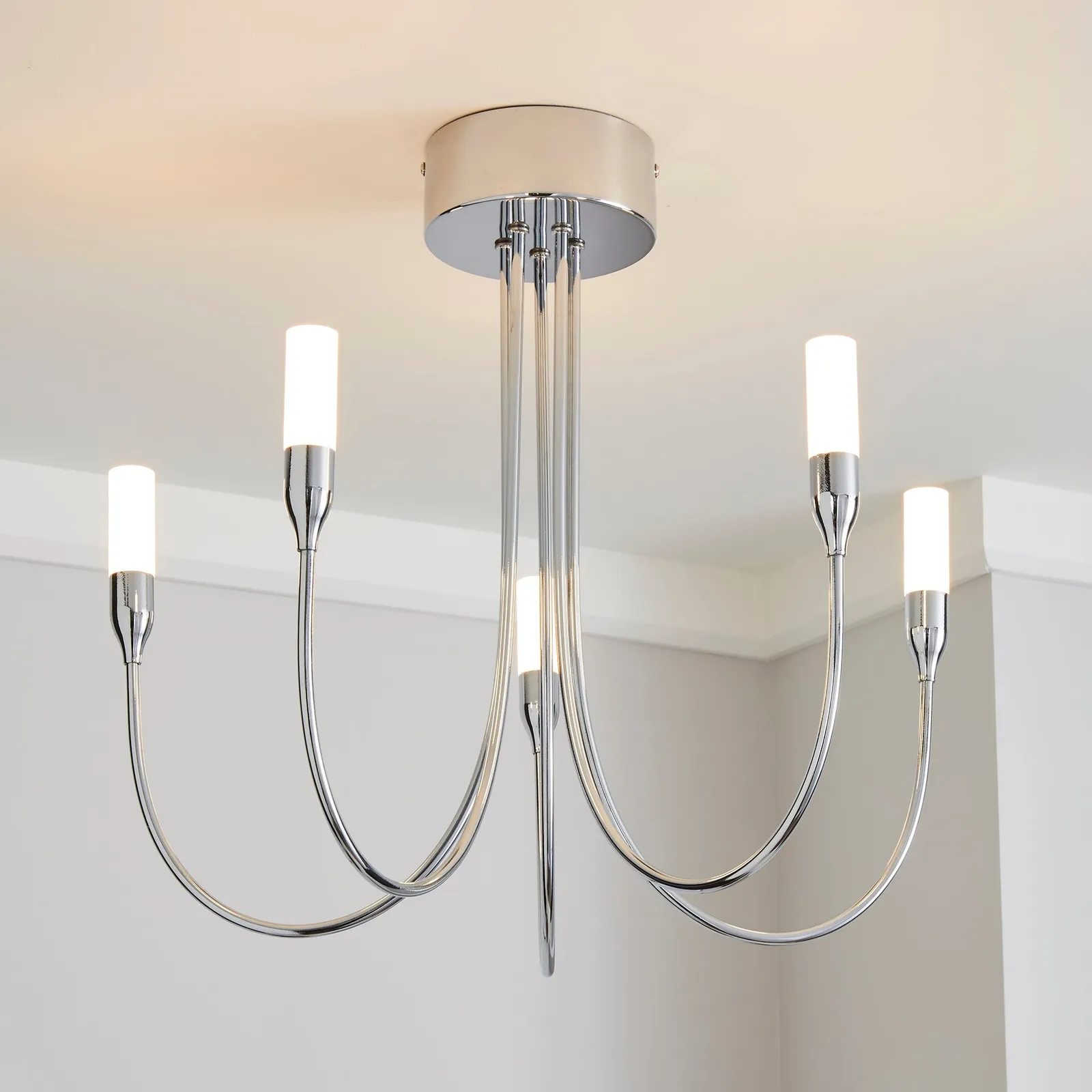 Affric 5 Light LED Tipped Chrome Chandelier Chrome