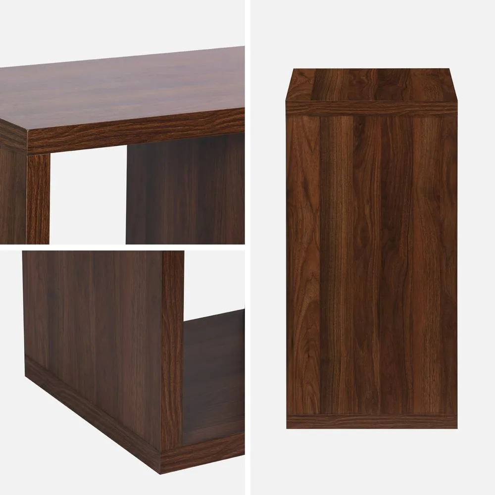 sweeek 2-level Cubic Bookshelf With 4 Compartments in Walnut 2