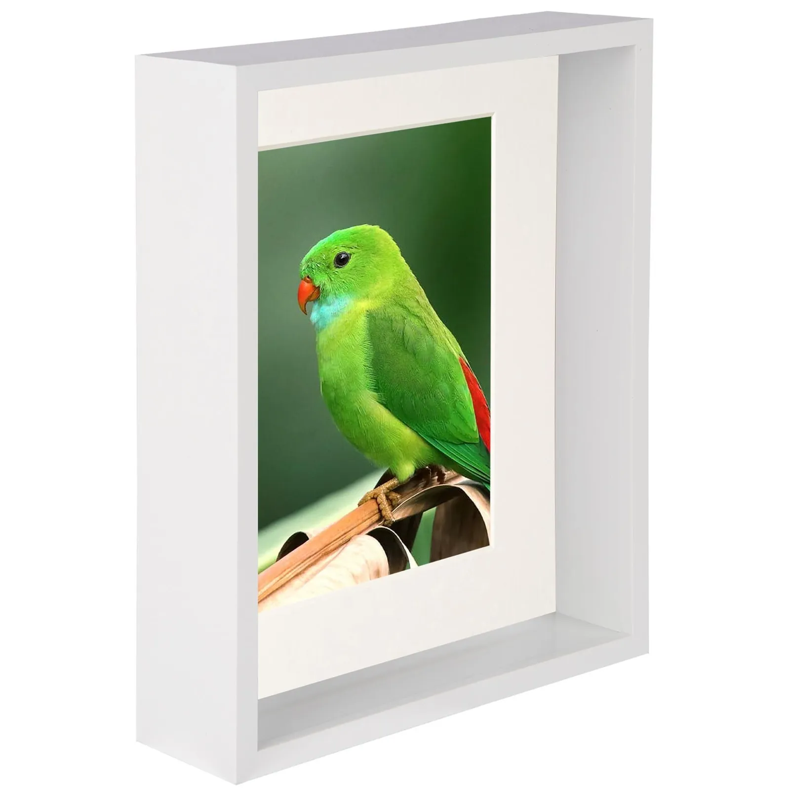 Nicola Spring 8" x 10" 3D Deep Box Photo Frame - 5" x 7" Mount - White in Ivory 1