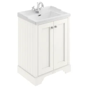 Bayswater Victrion Pointing White Traditional Freestanding Vanity Unit & White Recessed Basin - 600mm