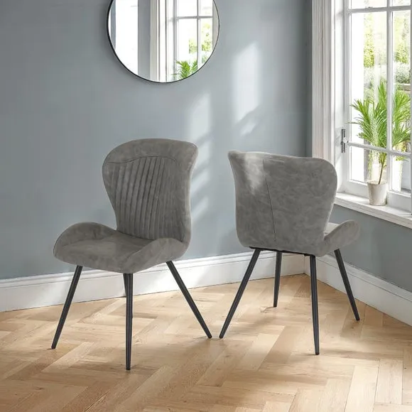 Set of 4 Quebec Dining Chairs, Faux Leather