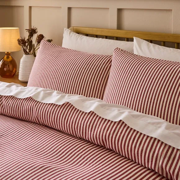 Camille Stripe 100% Brushed Cotton Duvet Cover & Pillowcase Set 4