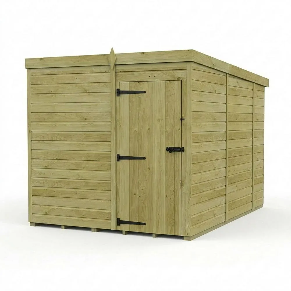Buttercup Farm 7ft x 10ft Pent Garden Shed Single Door No Windows - Timber in Brown
