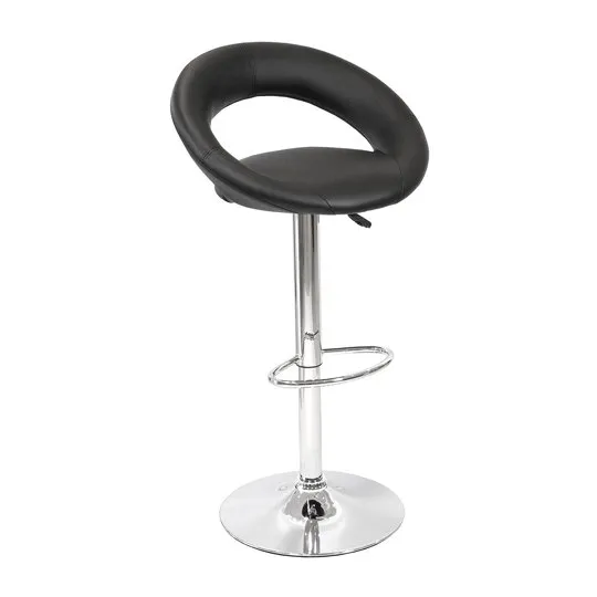 New Moon Black Faux Leather Bar Stool With Chrome Base