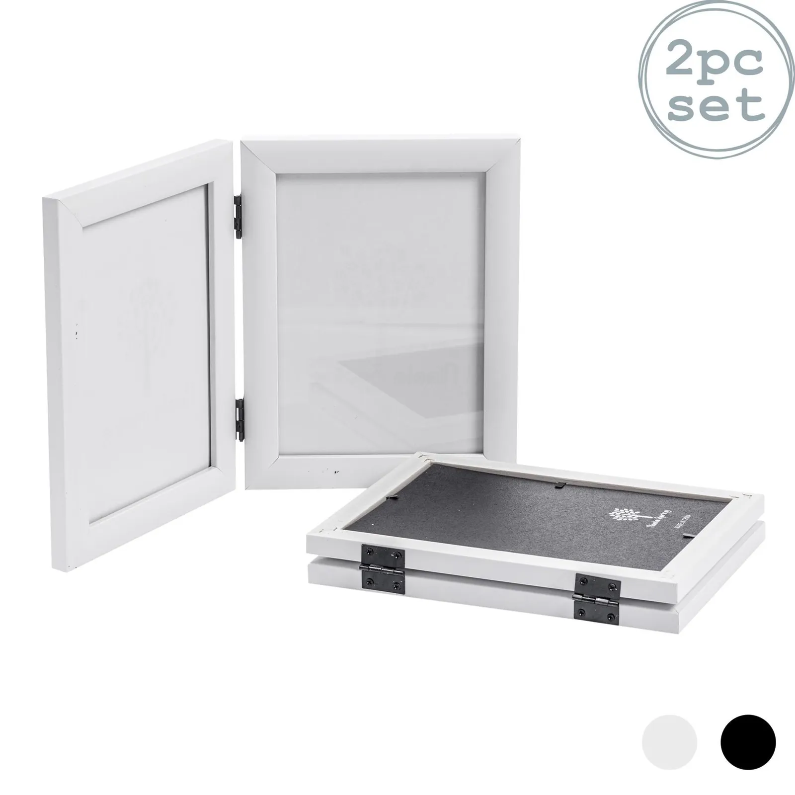 Nicola Spring Folding 2 Photo Frames - 5 x 7" - Black - Pack of 2 in White