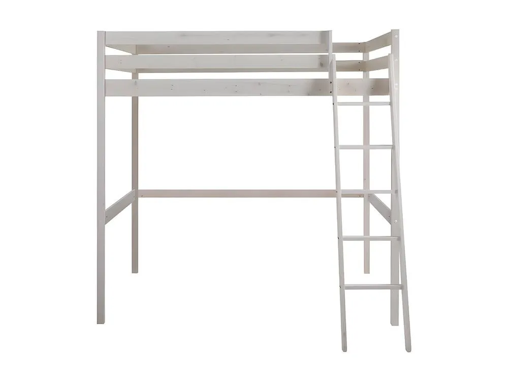 Vente-unique High Sleeper Bed - 140 X 190 Cm - Solid Pine - Whitewashed - GEDEON II in White 2