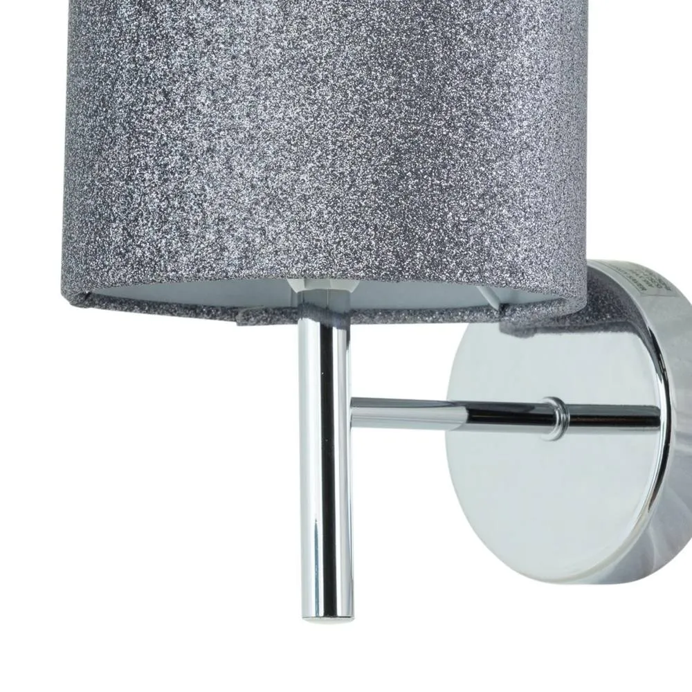 First Choice Lighting Set of 2 Brea - Chrome Wall Lights with Silvery Glitter Shades in Silver 3