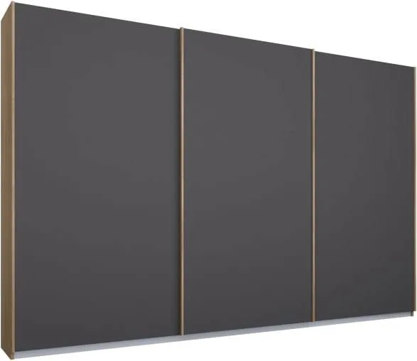 Malix 3 door 270cm Sliding Wardrobe, Oak Frame, Matt Graphite Grey Doors