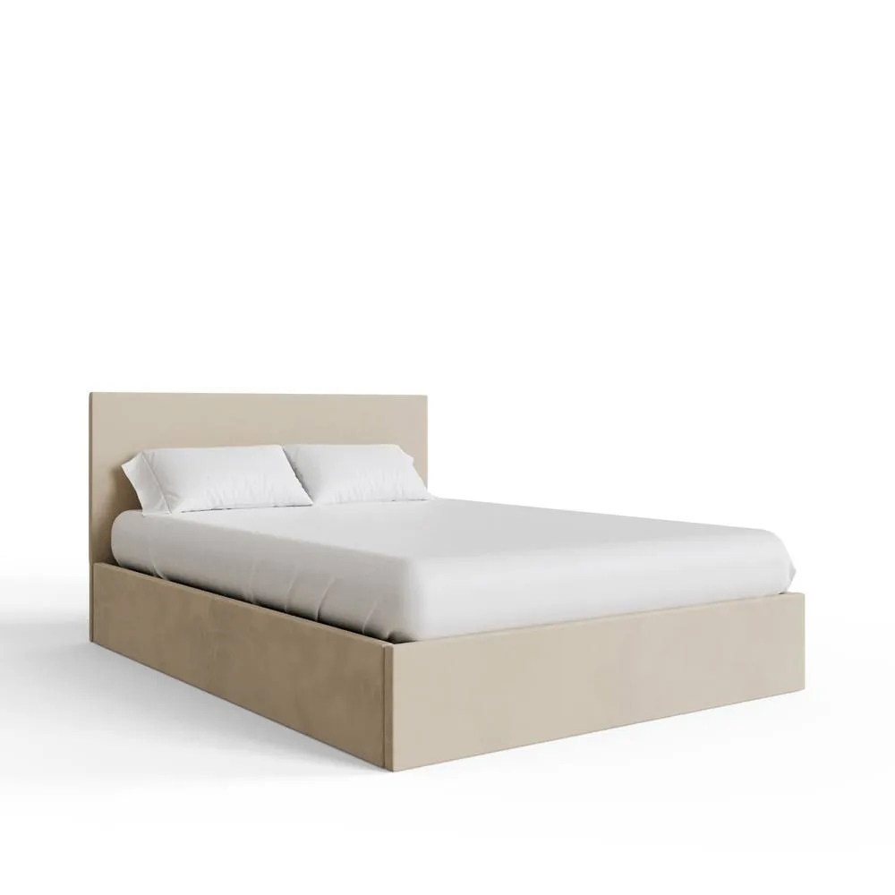 GFW End Lift Ottoman Storage Bed Velvet in Natural 3