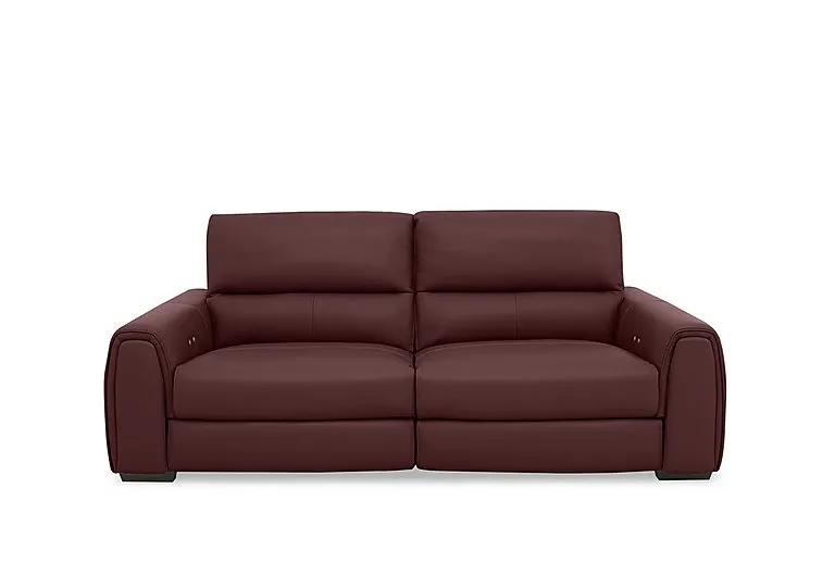 Flex Leather 3 Seater Power Recliner Sofa with Storage Arms - BV Deep Red