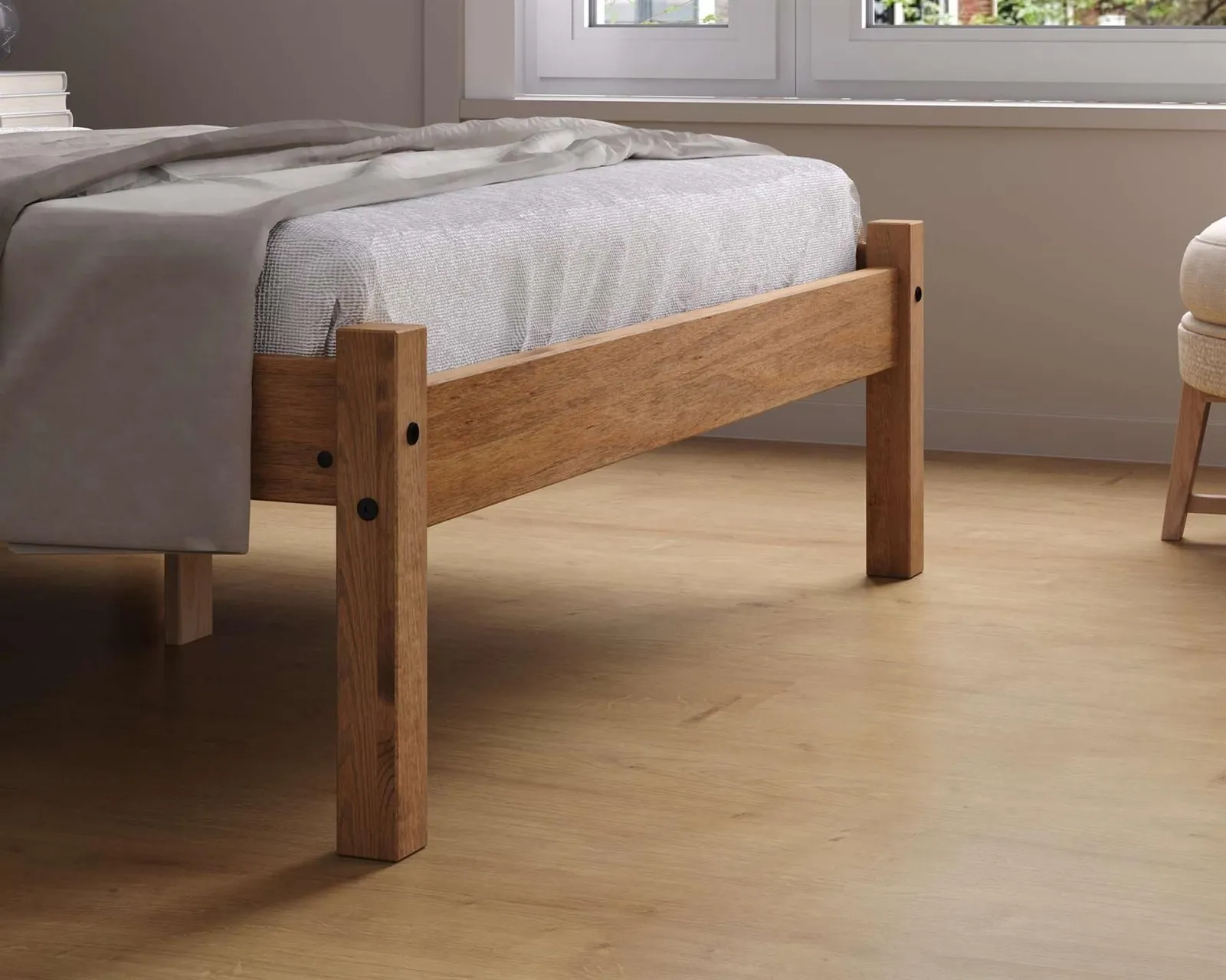 Birlea Pine Wood Small Double Bed & Mattress Bundle Rio Air Sleepsoul 120cm 4ft in Brown 4