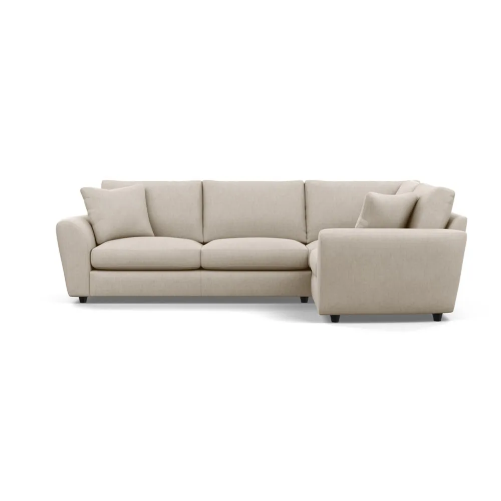 Heal's Snooze Right Hand Facing Corner Sofa Broad Weave Putty Black Feet 1